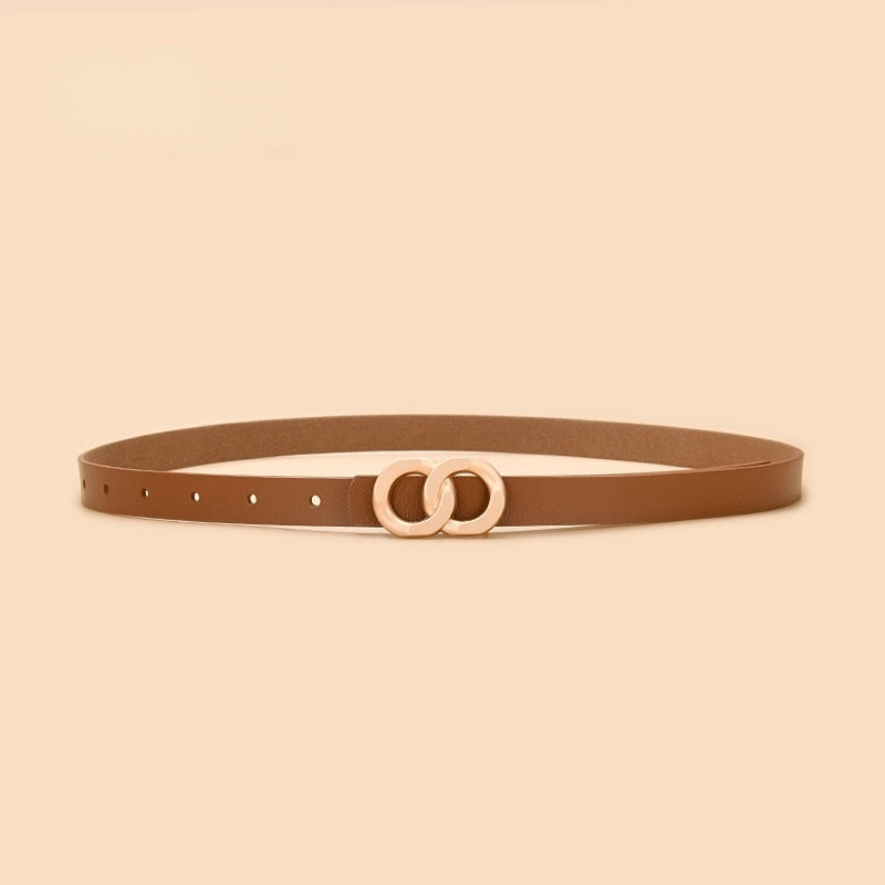 Cinto De Couro Feminino Fivela Dupla Confort
