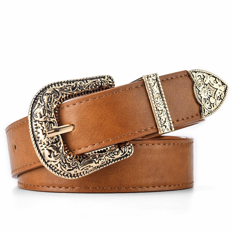 Cinto Feminino De Couro Country Fivela Grazzi