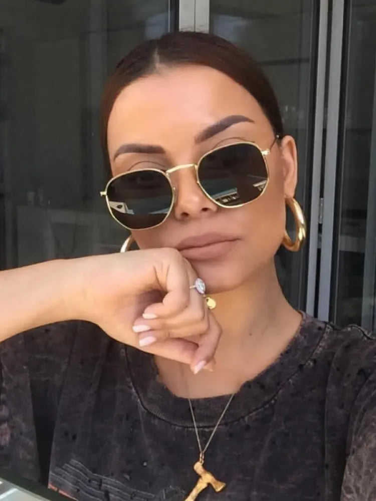 Óculos De Sol Hexagonal Flat Lenses UV400