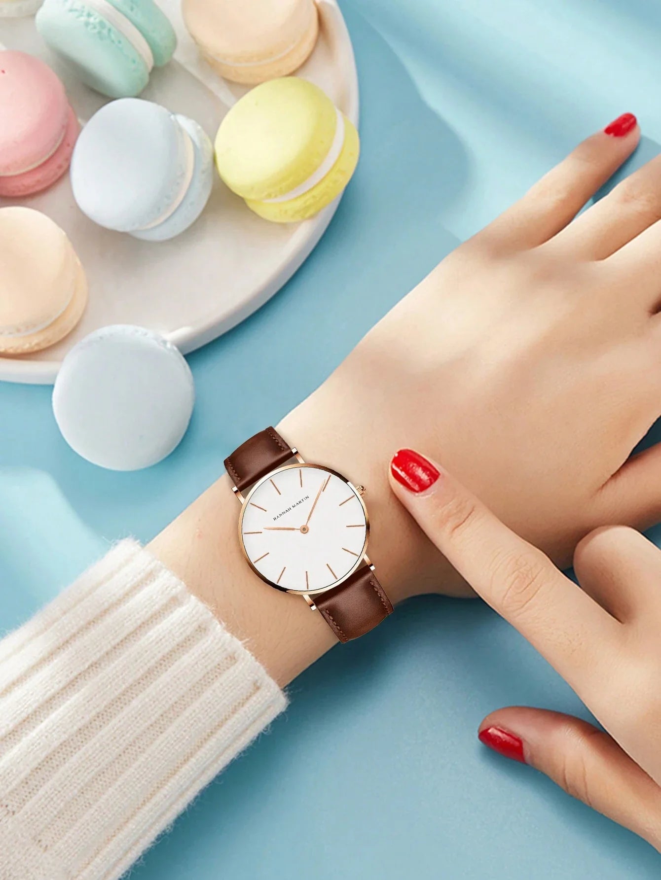 Relógio Feminino Movimento Quartzo Pulseira De Couro