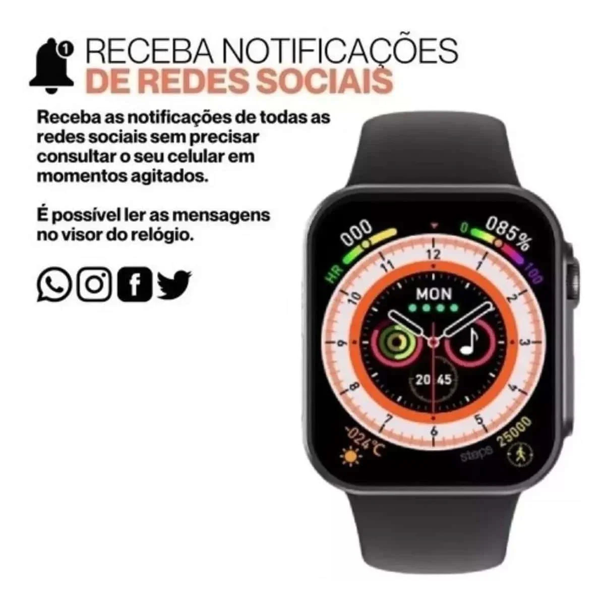 Relógio Smartwatch 9 Ultra 2 Pulseira Preta