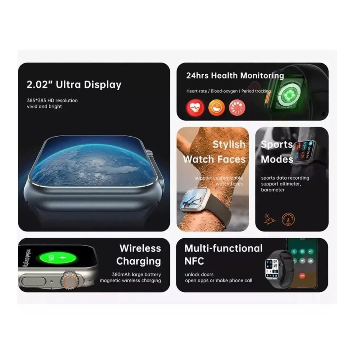 Relógio Smartwatch 9 Ultra 2 Pulseira Preta