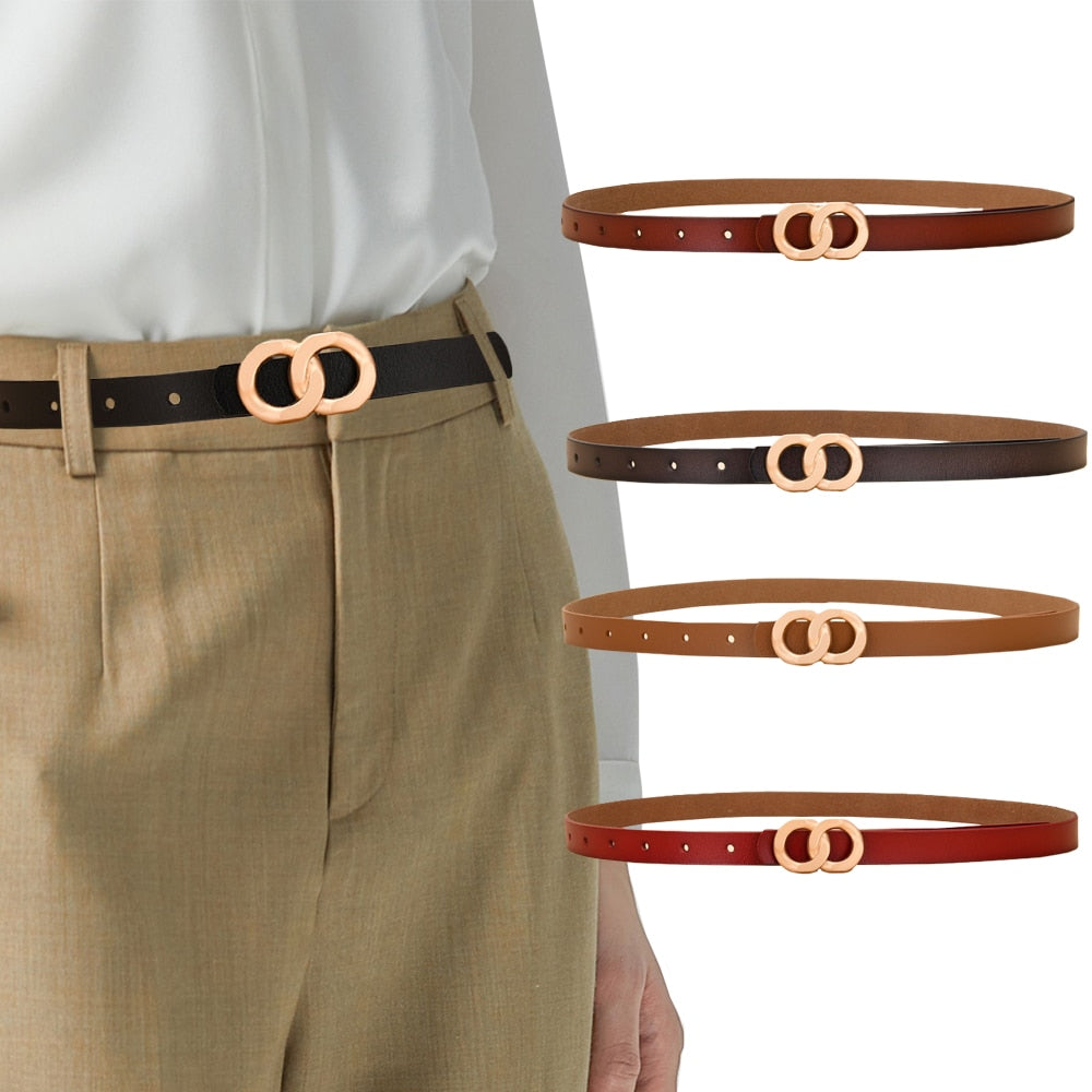 Cinto De Couro Feminino Fivela Dupla Anna