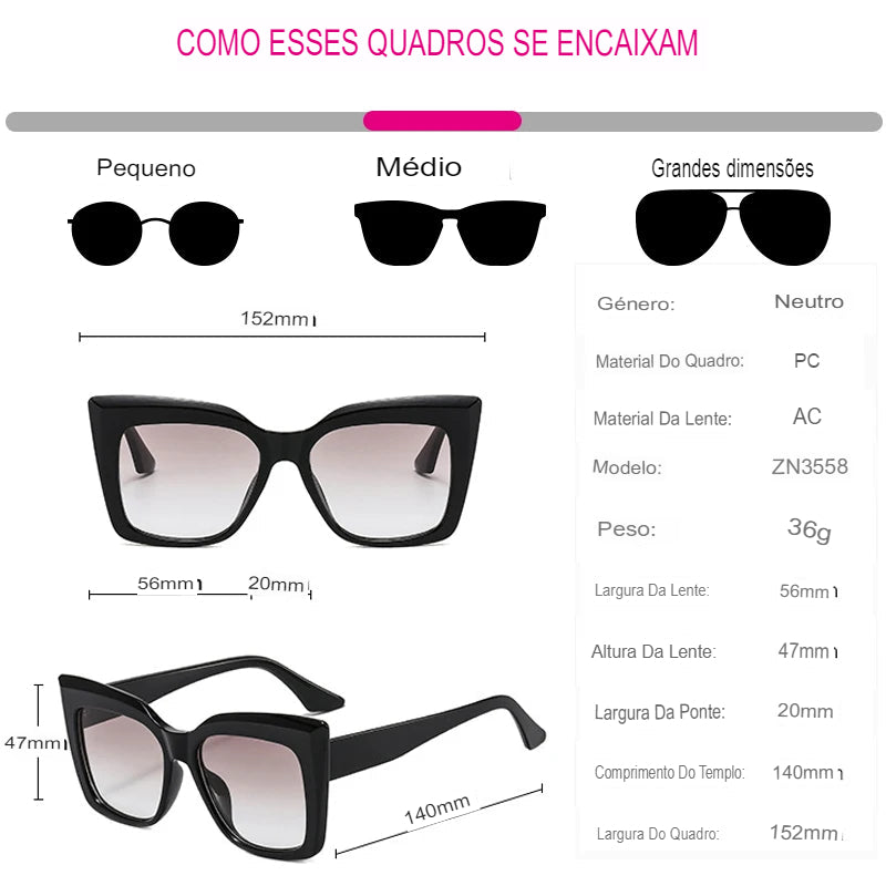 Óculos de Sol Feminino Quadrado Itália